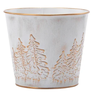 Winter tree metal cachepot 6 “