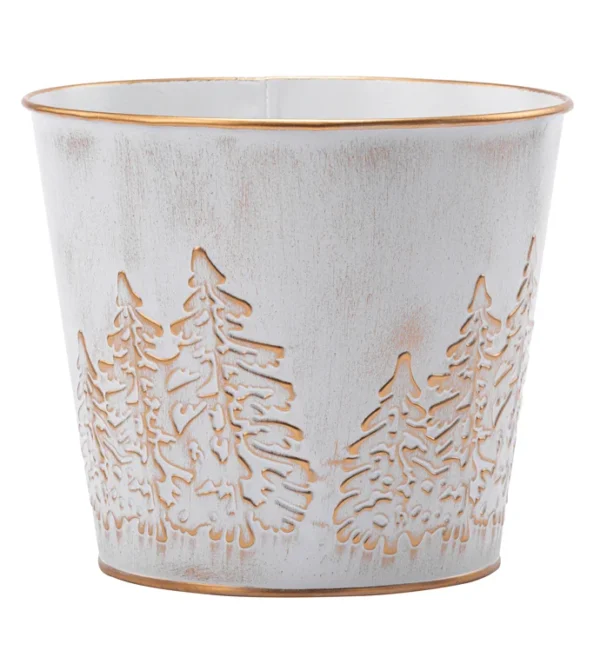 Winter tree metal cachepot 6 “