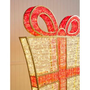 2m Red and Gold Light Up Gift Box