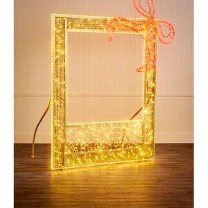 Light Up Gold Photo Frame with Red Bow