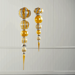 1.35m Gold Glossy UV Hanging Finial with Silver Glitter