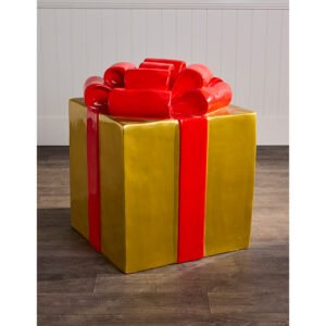 80cm Gold Gift with Red Bow