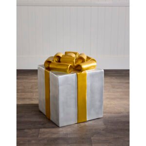60cm Silver Gift with Gold Bow