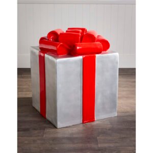 80cm Silver Gift with Red Bow