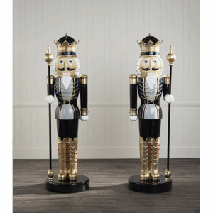 2m Black and Gold Nutcracker with Sceptre Left