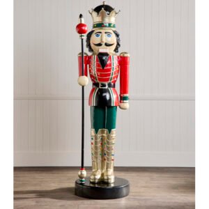 2m Green, Red and Gold Nutcracker with Sceptre Right