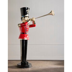 2.7m Black, Red and Gold Soldier with Trumpet