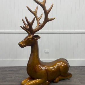 1.34m Sitting Copper Stag