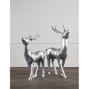 1.3m Silver Standing Reindeer