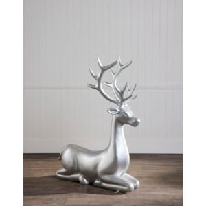1.34m Sitting Silver Stag