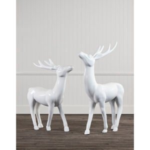 1.3m White Standing Reindeer