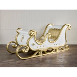 2.9m White and Gold Santa Sleigh
