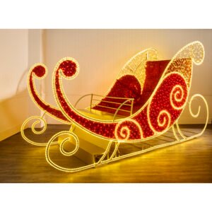 4.1m LED Red and Gold Carpet Sleigh with Warm White Lights
