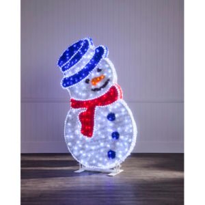 1.8m White Light Up Snowman