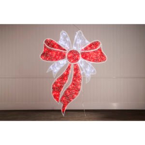 1.55m Red and Bright White Light Up Bow