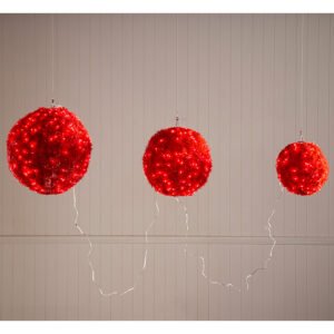 30cm LED Red Carpet Bauble with Red LED Lights