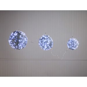 30cm LED Silver Carpet Bauble with Bright White LED Light