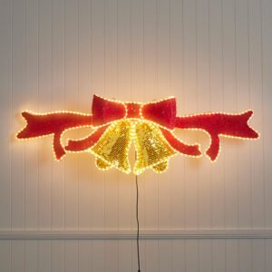 Light Up Red Bow with Gold Bells
