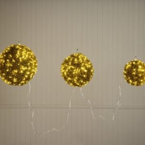 30cm LED Gold Carpet Bauble with Warm White LED Lights