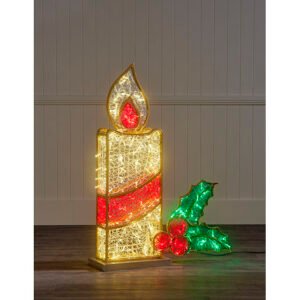 1.2m Light Up Square Candle – Holly Right