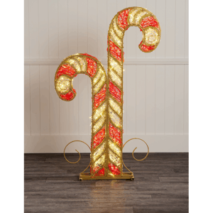 1.5m Light Up Red and Gold Candy Cane