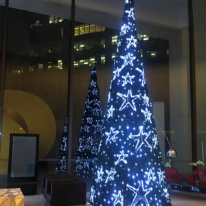 Pre-Lit Star Cut-Out Cone Style Christmas Tree – Green with Bright White LED – 4m