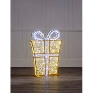 1m Gold and Silver Light Up Gift Box