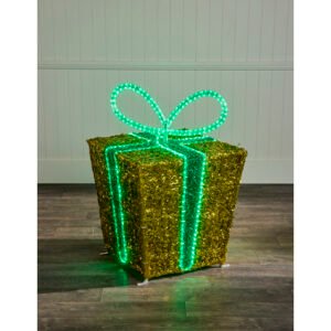 1m Gold and Green 3D Light Up Gift Box