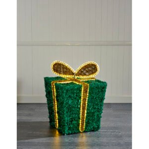 1m Green and Gold 3D Light Up Gift Box