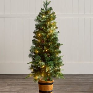 Pre-Lit Potted Tree – Green – 4 foot