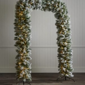 Pre-Lit Snowflocked Door Arch