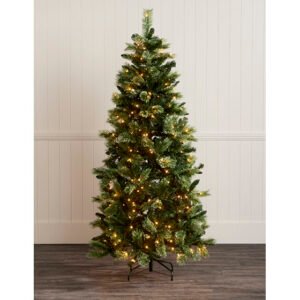 Pre-Lit Slim Pine Christmas Tree – Green – 6.5 foot