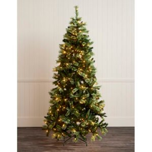 Pre-Lit Slim Pine Christmas Tree – Green – 7.5 foot