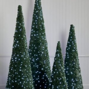 Pre-Lit Cone Style Christmas Tree – Green with White LED – 10 foot (3m)