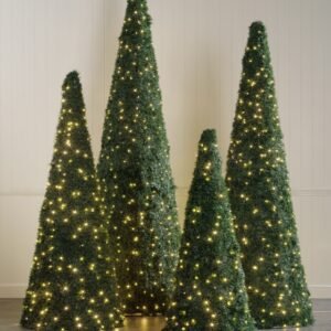 Pre-Lit Cone Style Christmas Tree – Green with Warm White LED – 10 foot (3m)