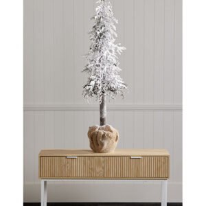 Snow Flocked Pine Tree – Artificial Table Top Christmas Tree – Snow Flocked Green – 4 foot