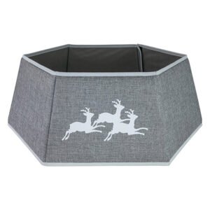 Hexagon Christmas Tree Collar – Grey with Reindeers