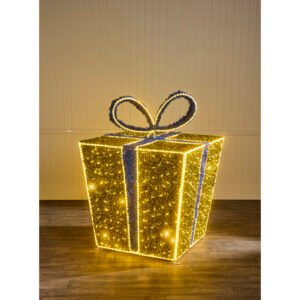 1.5m Gold and Blue 3D Light Up Gift Box