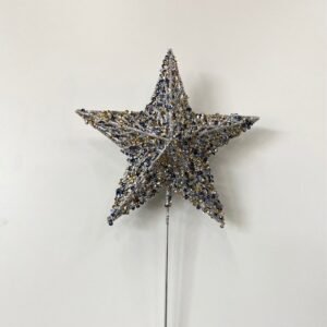 Silver Beaded Tree Top Star – 25 cm