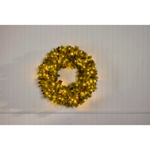 4′ Pre-Lit – Mixed Foliage Pine Wreath – Green – 120 cm