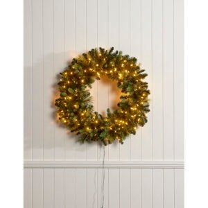 3′ Pre-Lit – Mixed Foliage Pine Wreath- Green – 90 cm
