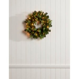 2′ Pre-Lit – Mixed Foliage Pine Wreath- Green – 60 cm