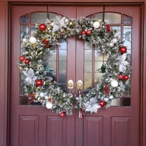 Glittery Bristle Wreath – Green – 120 cm – Double Doors