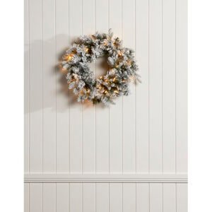 Pre-Lit Snow Flocked Wreath – Christmas Wreath – 61 cm
