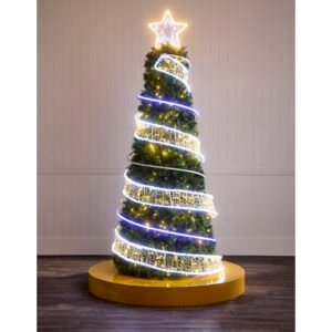 2.5m Light Up Foliage Cone Tree with Animated Spiral and Tree Top Star
