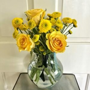 Yellow or Cream Roses & Poms