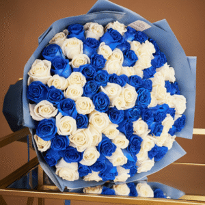 Blue & White Rose Bouquet