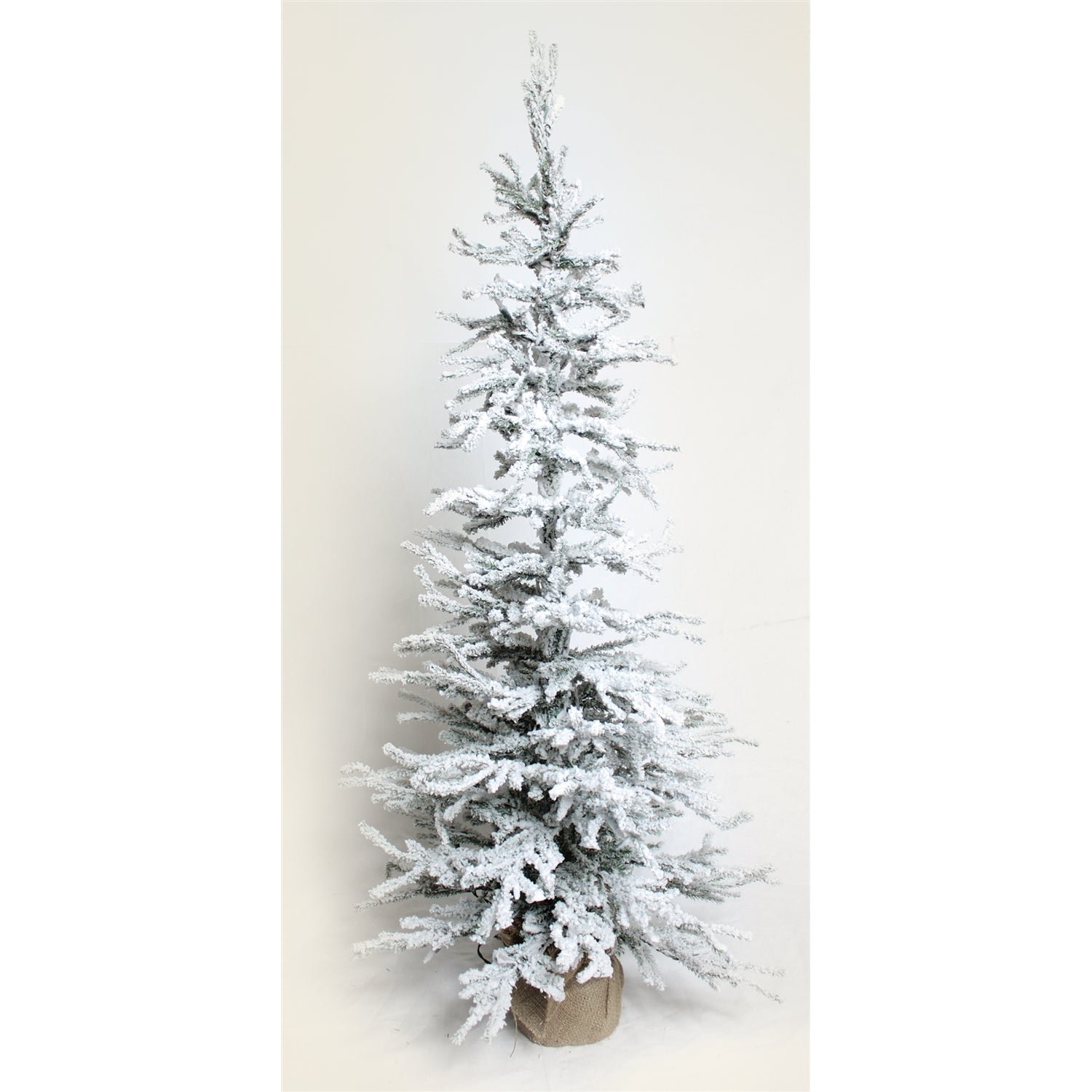 Flocked Tree w/Burlap Base, 100 Clear Bright Lights, 48"