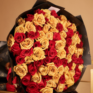 Cappuccino & Red Rose Bouquet