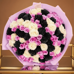 Black & Light Purple Rose Bouquet